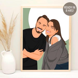Custom faceless portrait, couple portrait, anniversary gift for him, custom illustration, engagement portrait, personalized boyfriend gift