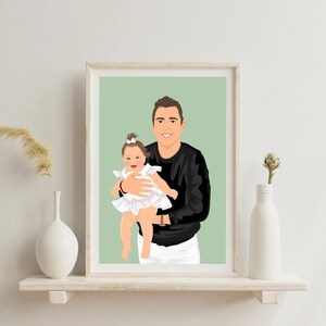 Custom Dad Portrait, First Fathers Day Gift, Family Portrait Illustration, New Dad Gift, Cartoon Portrait, Grandpa Gift, Portrait From Photo