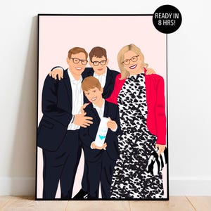 Custom Family Portrait, Cartoon Portrait, Personalized Gift For Him, Faceless Portrait, Family Illustration, Drawing From Photo, Family Gift