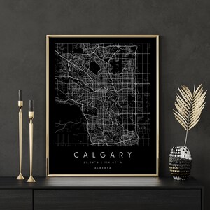 Calgary Alberta, Digital Art Map, Digitaldruck Poster, Schwarz-Weiß Stadtplan, Unikat, Geschenkkarte, Zeitgenössische Karte, Moderne Karte 2