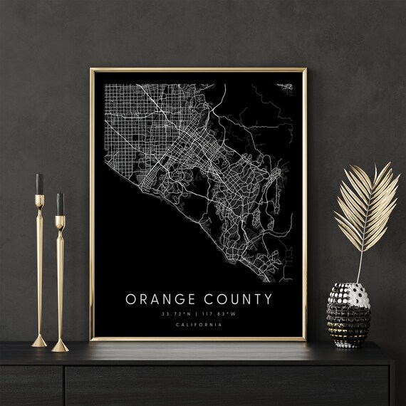 Orange County California Digital Art Map Digital Print Etsy