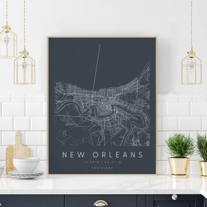 New Orleans‎ Louisiana USA America Map Wall Art Canvas Print Poster Artwork  Unframed Modern Black and White Map Souvenir Gift Home Decor : :  Home & Kitchen