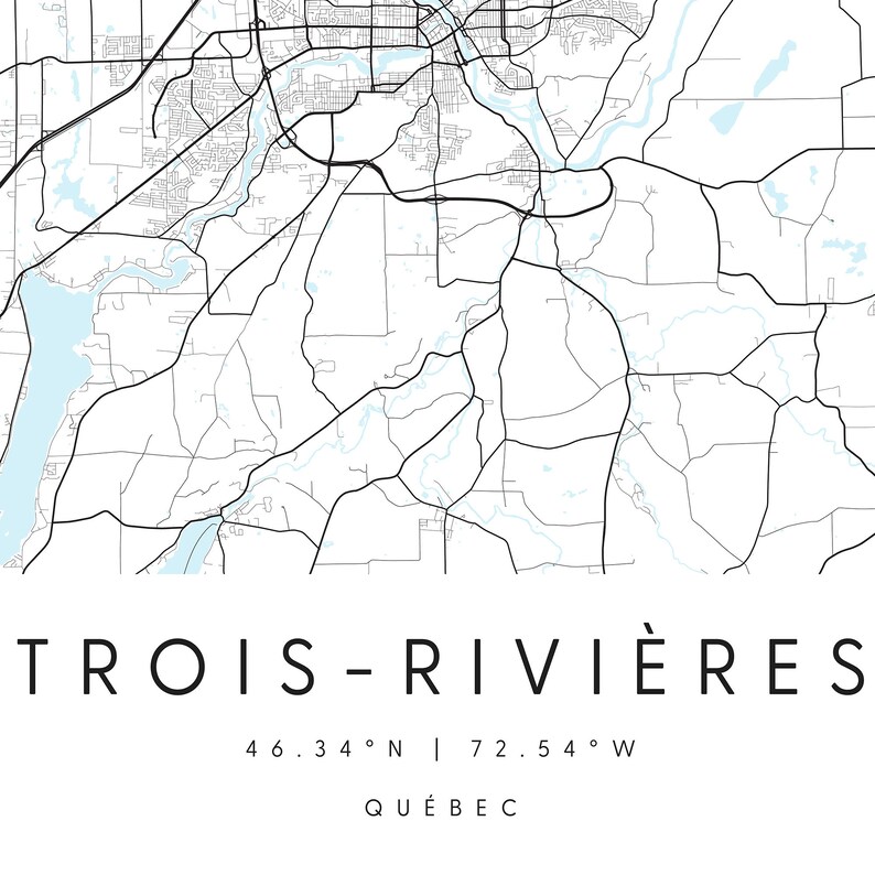 Troisrivieres Quebec Digital Print Poster Blue and White Etsy