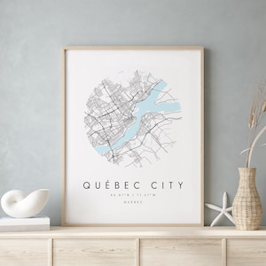 Quebec City Quebec, Printable City Map, Blue & White Wall Art, Modern Map Print, Travel Gift, Home Decor, Minimalist Poster 2