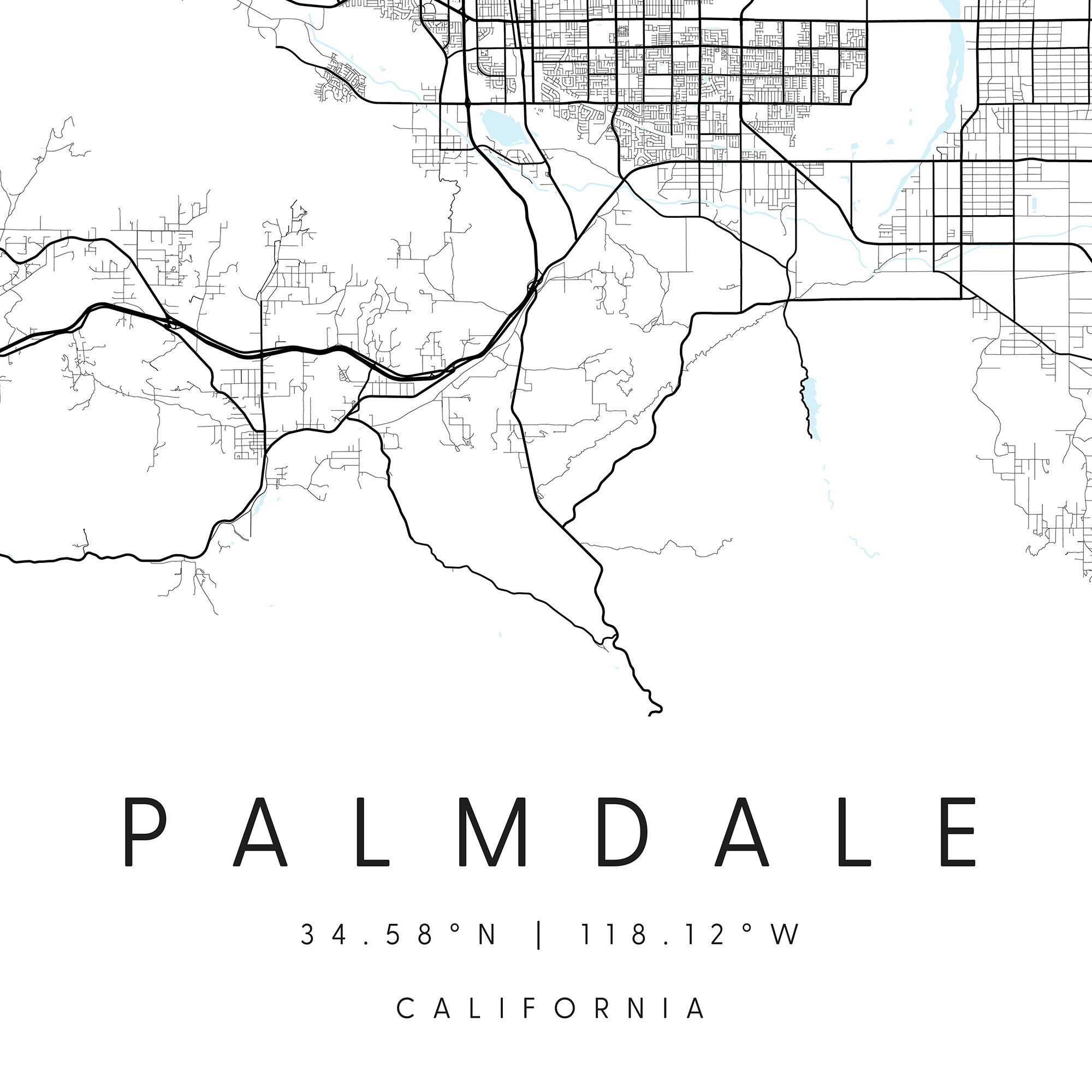 Palmdale California Digital Art Map Digital Print Poster Etsy