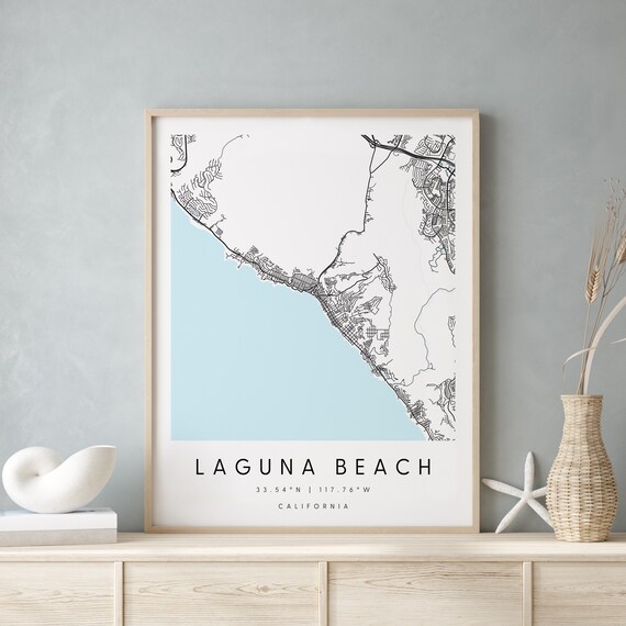 Laguna Beach California Digital Art Map Digital Print | Etsy