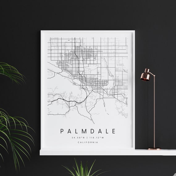 Palmdale California Digital Art Map Digital Print Poster Etsy