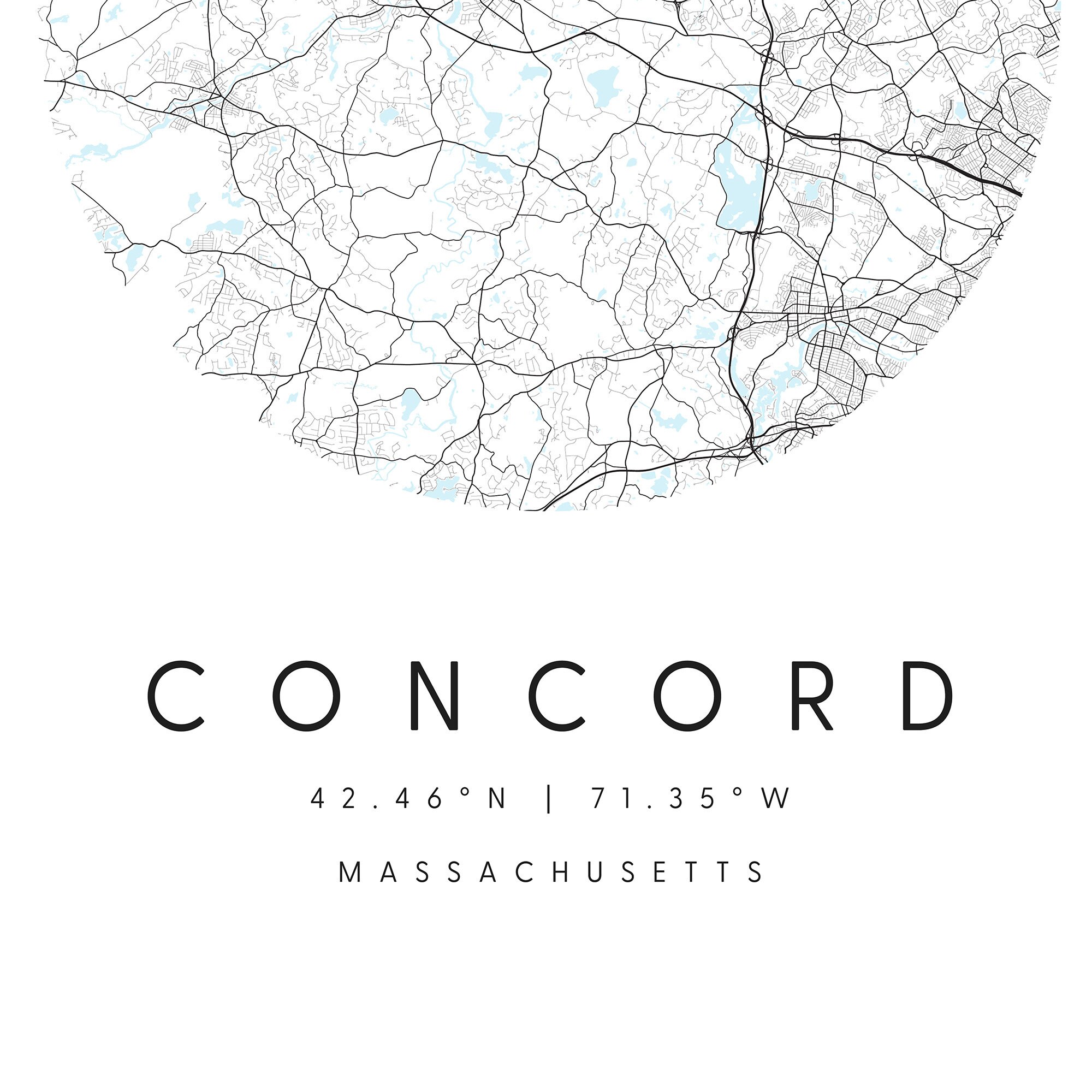 Concord Massachusetts Digital Art Map Digital Print Poster Etsy