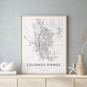 Colorado Springs Colorado, Printable City Map, Blue & White Wall Art, Modern Map Print, Travel Gift, Home Decor, Minimalist Poster