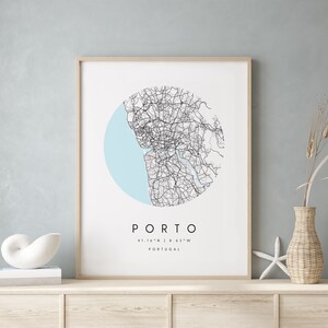 Porto Portugal, Printable City Map, Blue & White Wall Art, Modern Map Print, Travel Gift, Home Decor, Minimalist Poster 2