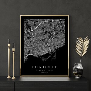 Toronto Ontário, mapa de arte digital, pôster de impressão digital, mapa da cidade em preto e branco, exclusivo, mapa de presentes, mapa contemporâneo, mapa moderno 2