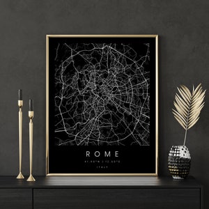 Rom Italien, Digitale Kunst Karte, Digitaldruck Poster, Schwarz-Weiß Stadt karte, Unikat, Geschenk karte, zeitgenössische Karte, Moderne Karte 2