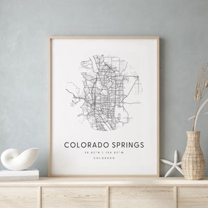 Colorado Springs Colorado, Printable City Map, Blue & White Wall Art, Modern Map Print, Travel Gift, Home Decor, Minimalist Poster 1