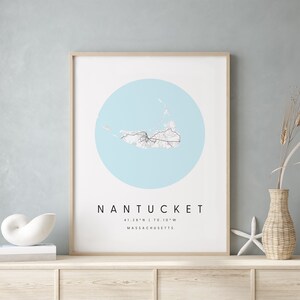Nantucket Massachusetts, Digital Art Map, Digital Print Poster, Blue and White City Map, Unique, Gift Map, Contemporary Map, Modern Map 2