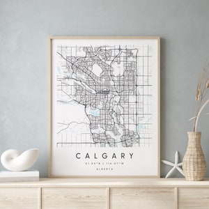 Calgary Alberta, Printable City Map, Blue & White Wall Art, Modern Map Print, Travel Gift, Home Decor, Minimalist Poster