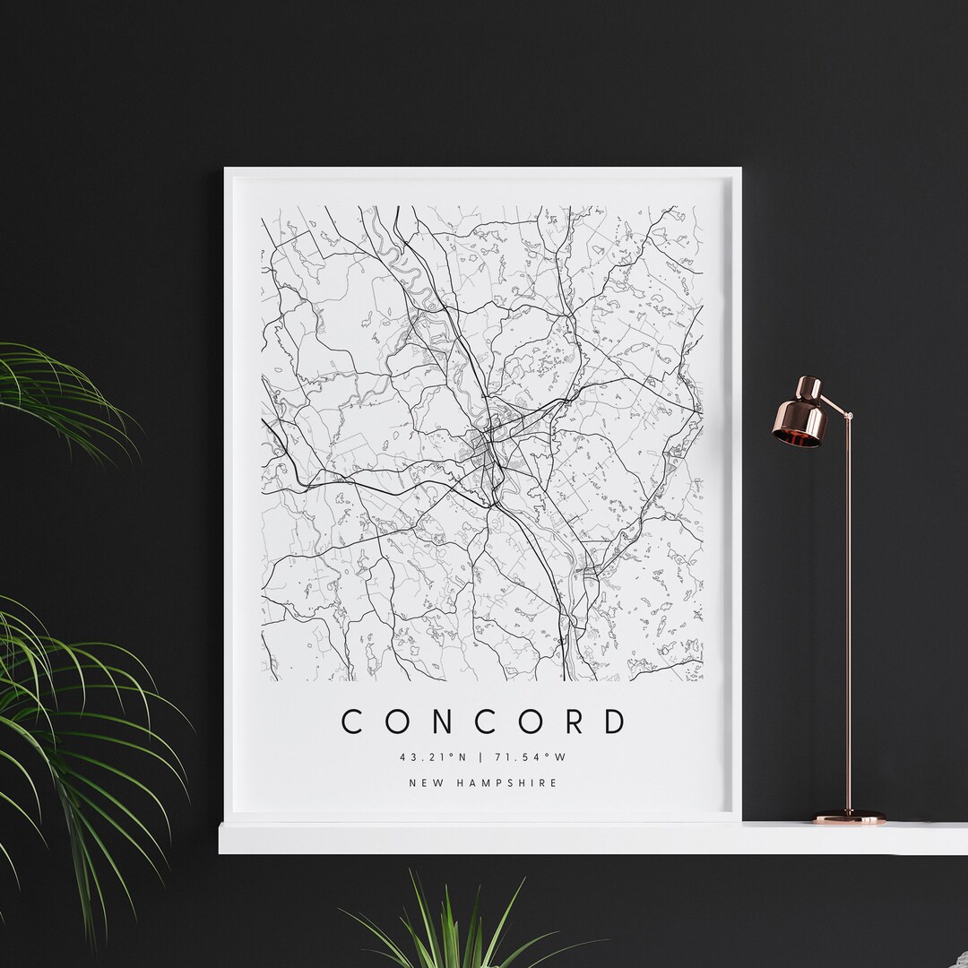 Concord New Hampshire Digital Art Map Digital Print Poster - Etsy