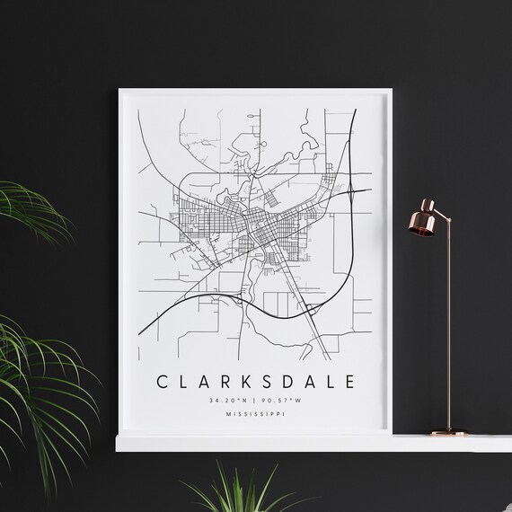Clarksdale Mississippi Digital Art Map Digital Print Poster Etsy