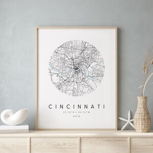 Ohio, Digitale Kunst Karte, Digitaldruck Poster, Blau-Weiß Stadt karte, Unikat, Geschenk karte, zeitgenössische Karte, Moderne Karte 2