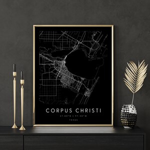 Corpus Christi, Digitale Kunst Karte, Digitaldruck Poster, Schwarz-Weiß Stadt karte, Unikat, Geschenkkarte, Zeitgenössische Karte, Moderne Karte 2