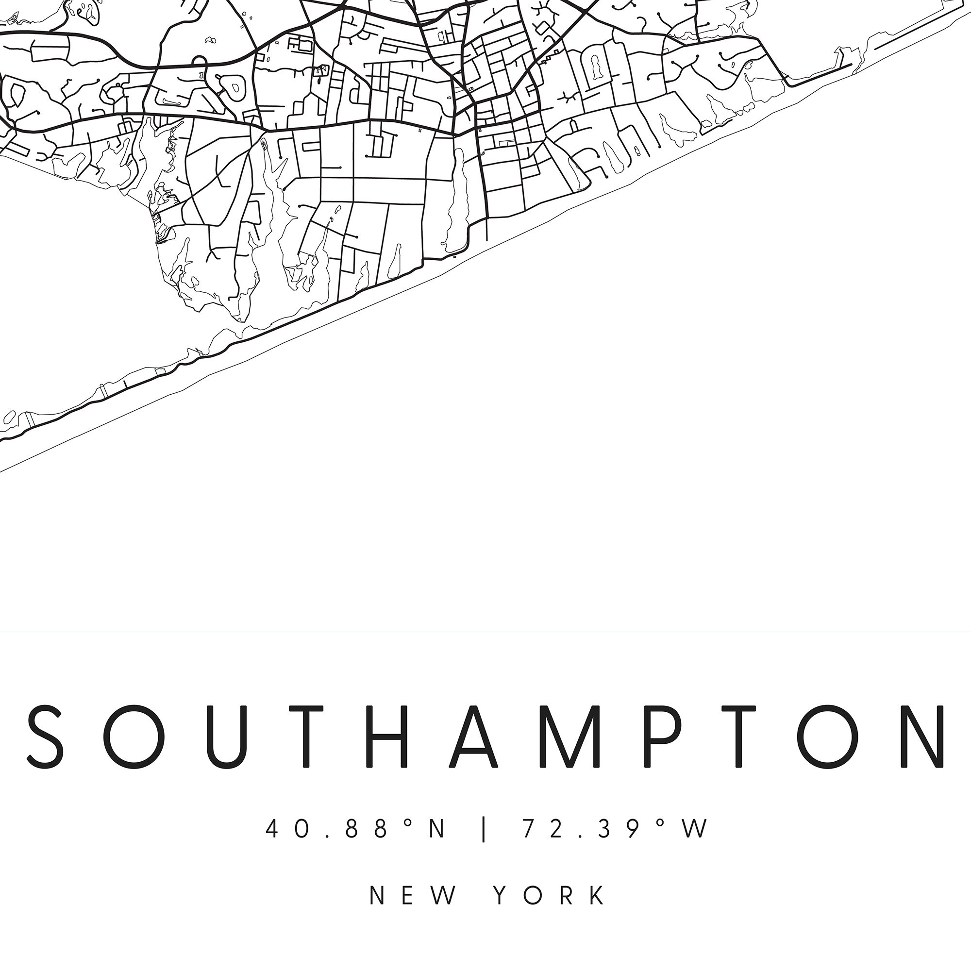 Southampton New York Digital Art Map Digital Print Poster Etsy