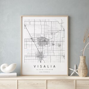 Visalia California, Printable City Map, Blue & White Wall Art, Modern Map Print, Travel Gift, Home Decor, Minimalist Poster