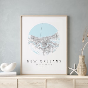 New Orleans Louisiana, Printable City Map, Blue & White Wall Art, Modern Map Print, Travel Gift, Home Decor, Minimalist Poster 2