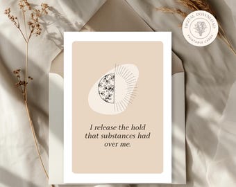 Sobriety Affirmation Cards, Addiction Recovery Gift, Floral Printable Recovery Cards, NA AA Gift, Anxiety Support Download