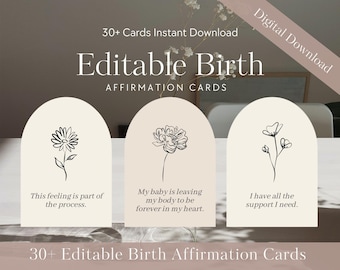 30+ Editable Childbirth Affirmation Card, Customizable Birth Mantras, Personalized Labor Encouragement Cards, Printable Birth Affirm Cards,