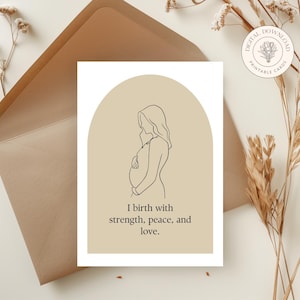Mais de 30 cartões florais de afirmação de parto, PDF para impressão para parto e trabalho de parto positivos, presente de gravidez para novas mamães, hipnoparto, download digital