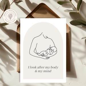 Mais de 40 afirmações pós-parto para imprimir, arte minimalista para mães, cartões de incentivo para novas mães, cartões de autocuidado para novas mães, cartões de cura