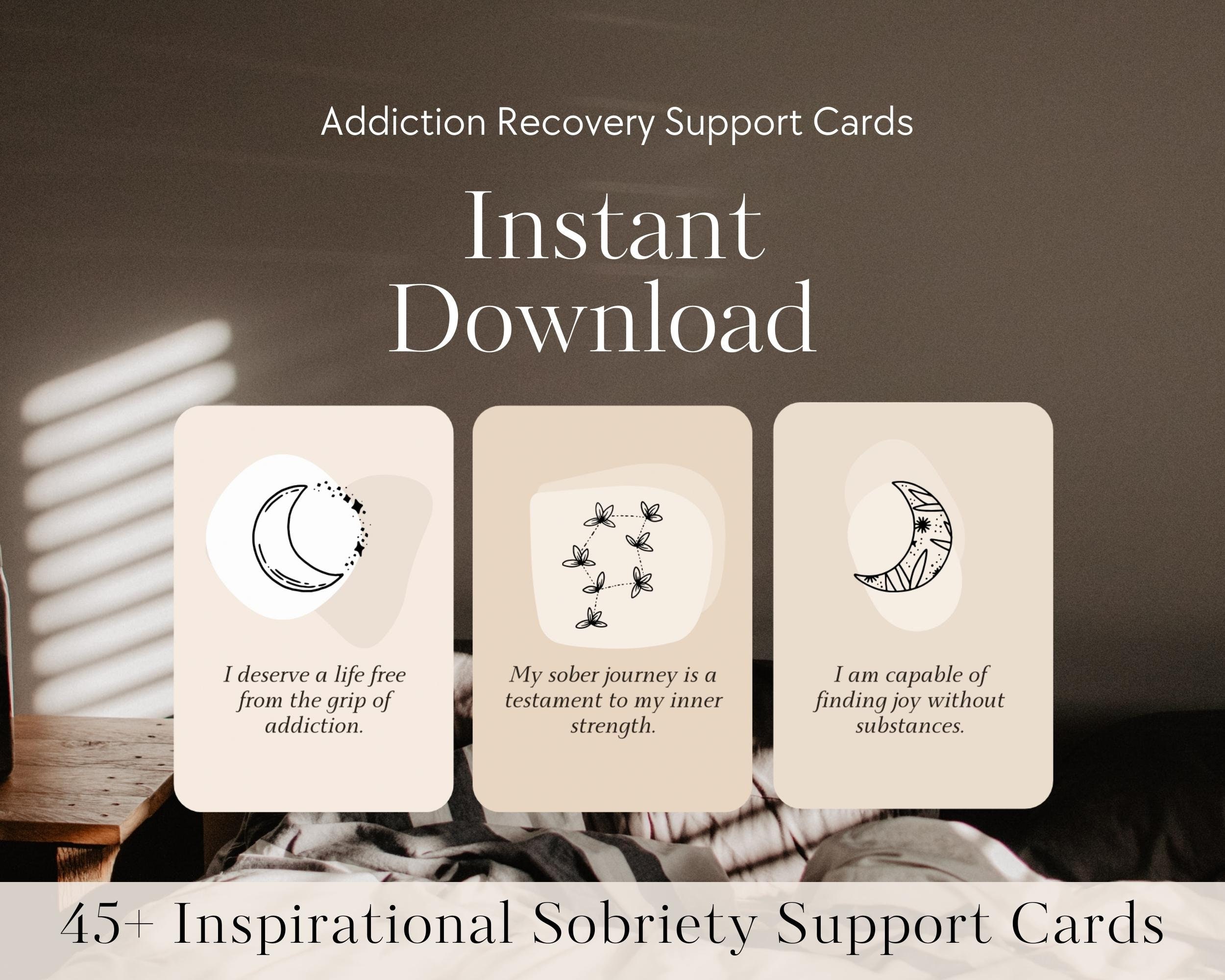 45 Sobriety Support Printable Cards, Sobriety Encouragement Cards for ...