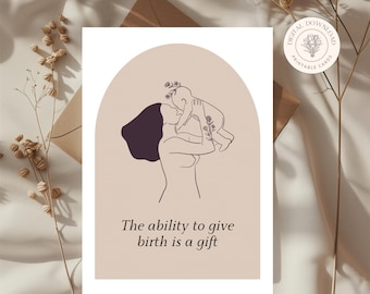 Editable Birth Affirmation Cards, Personalized Labor Printable, Baby Shower Gift, Empowering Birth Quotes, Digital Download