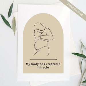 20+ Pregnancy affirmation Cards, Digital Download, Positive Birth Quote, Pregnancy Line Art, Doula gift digital download, Baby Shower Gift
