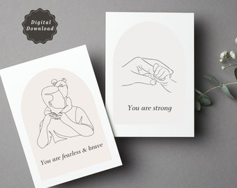 New Dad Affirmation Cards, Positive Fatherhood Quotes, First-Time Dad Gift, Minimal Line Art Printable, Father Digital Download