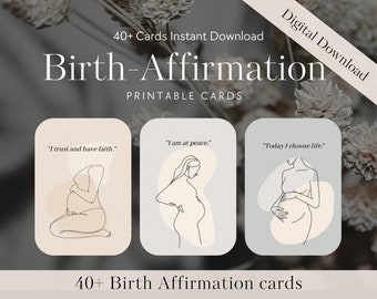 40+ Birth Affirmation Deck for Childbirth, Encouraging Birth Mantras, Labor and Delivery Affirmation, Mindfulness Card, First Time Mom Gift