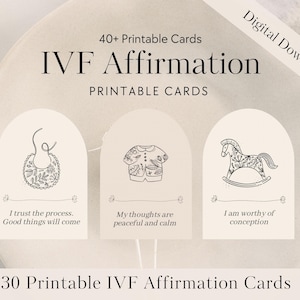 30 tarjetas minimalistas de afirmación para la FIV, tarjetas de apoyo para la fertilidad, citas positivas de apoyo para la FIV, mantras alentadores para madres de FIV (digitales)