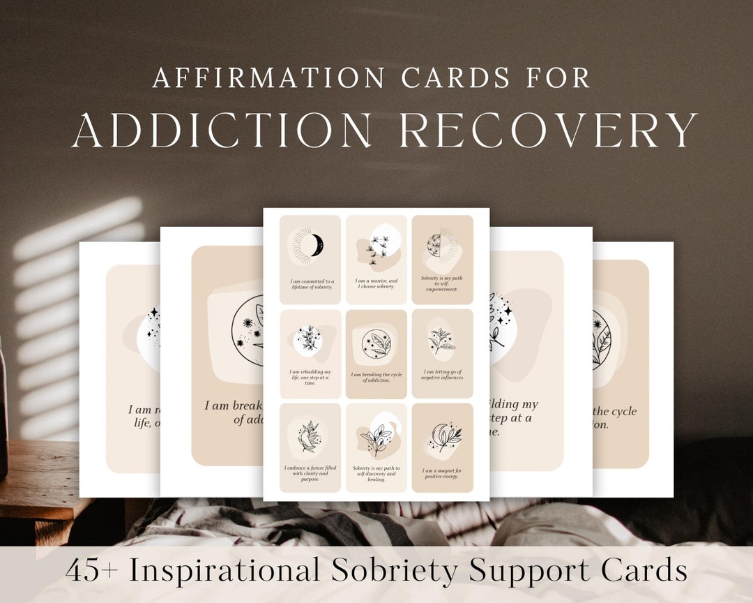 45 Sobriety Support Printable Cards, Sobriety Encouragement Cards for ...
