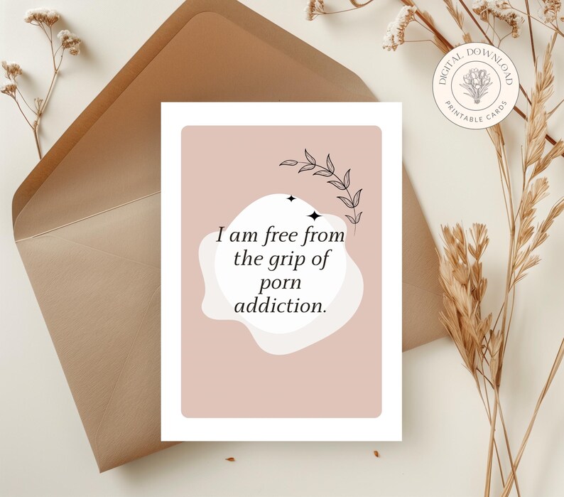 Overcoming Addiction Affirmation Cards, Self-Help Recovery Printable, Positive Affirmations, Pornography Addiction Support Download image 7