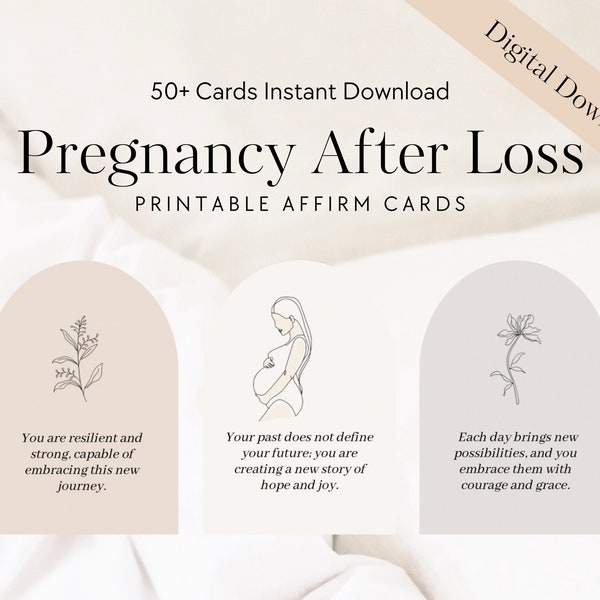 50+ Pregnancy After Loss Cards, Healing Affirmations, Encouragement Cards for Pregnancy After Miscarriage, Pregnancy Gift, Digital Download