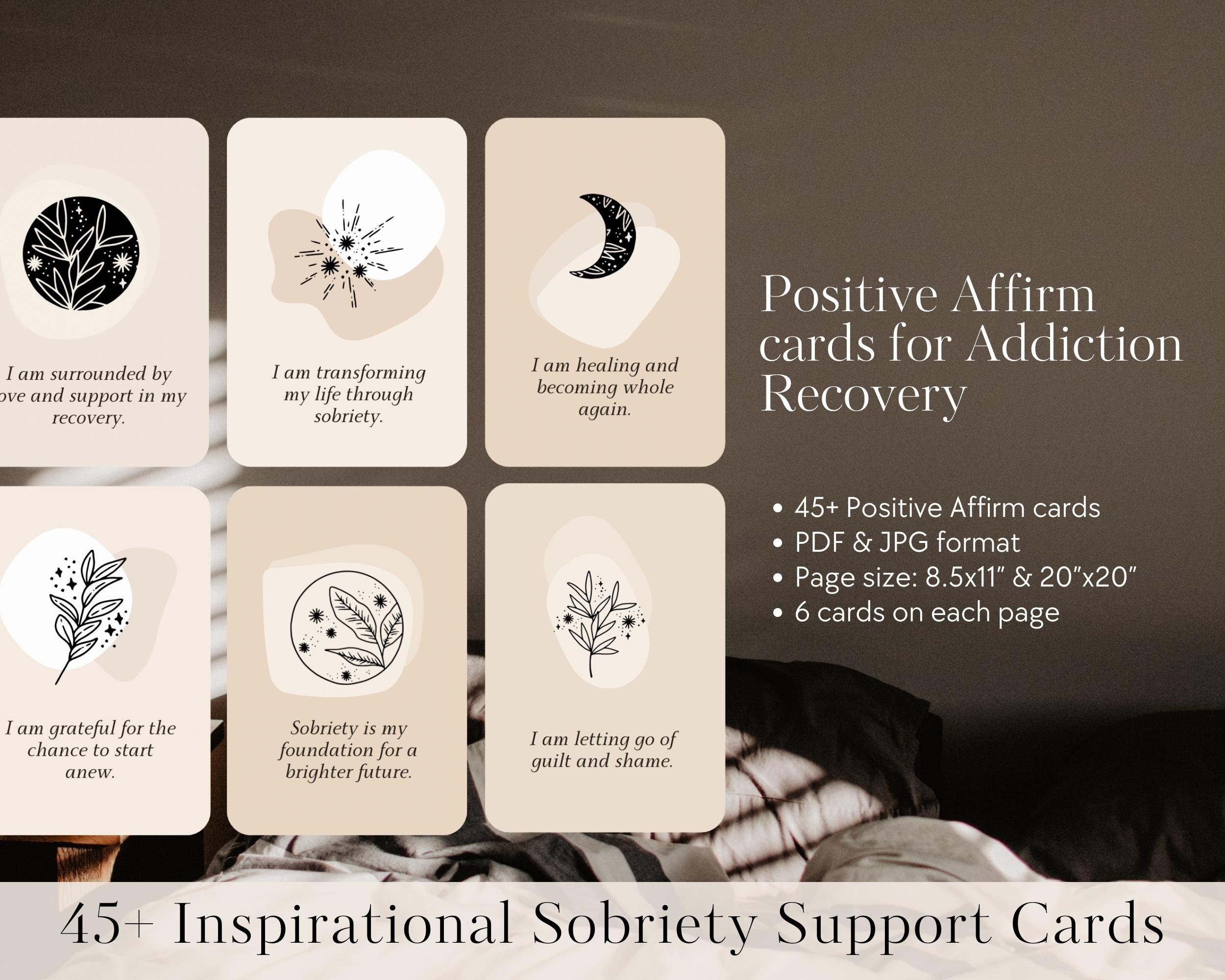 45 Sobriety Support Printable Cards, Sobriety Encouragement Cards for ...