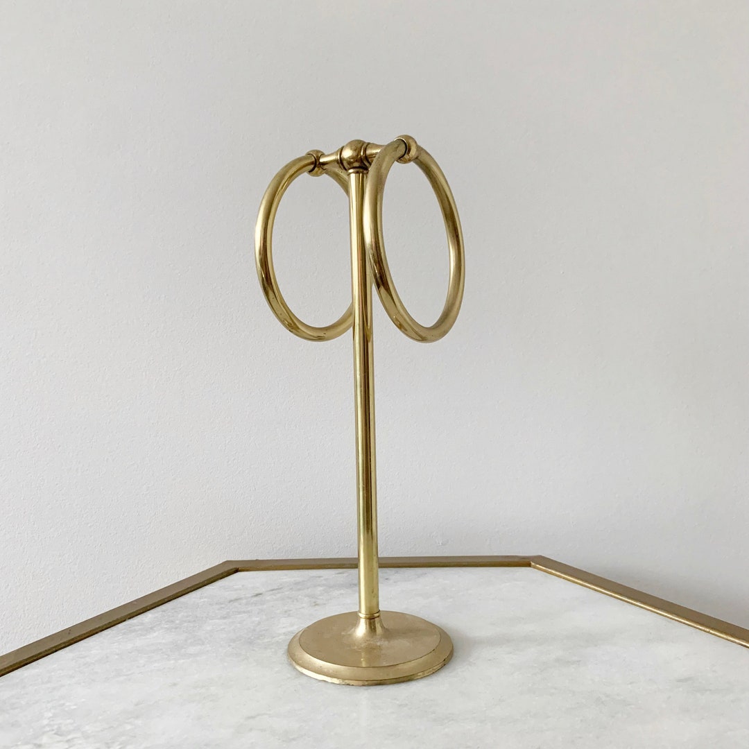 Vintage Brass Free Standing Hand Towel Holder Round Rings. Etsy