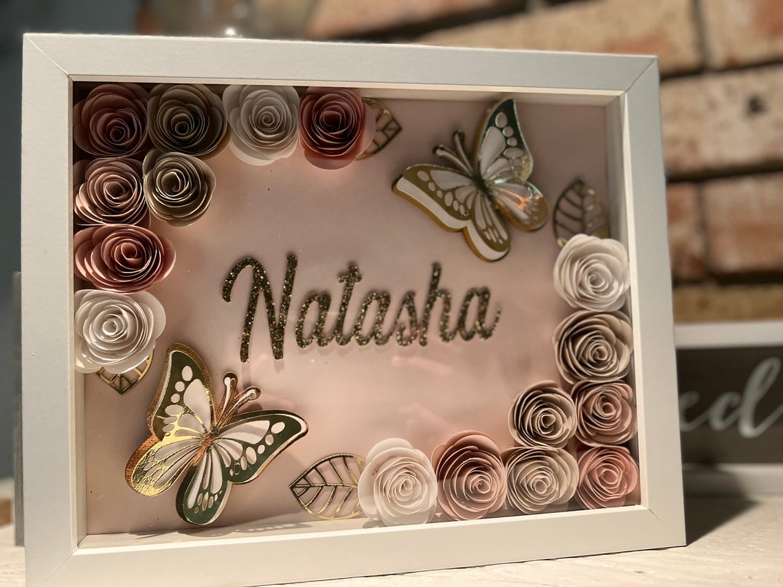 Butterfly and Roses Shadow Box Etsy