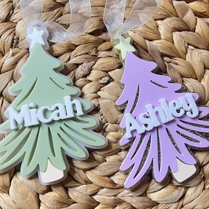 Personalized Christmas Ornament, Acrylic Name ornament, personalized tree ornament, holiday tree decor, Custom Christmas ornament