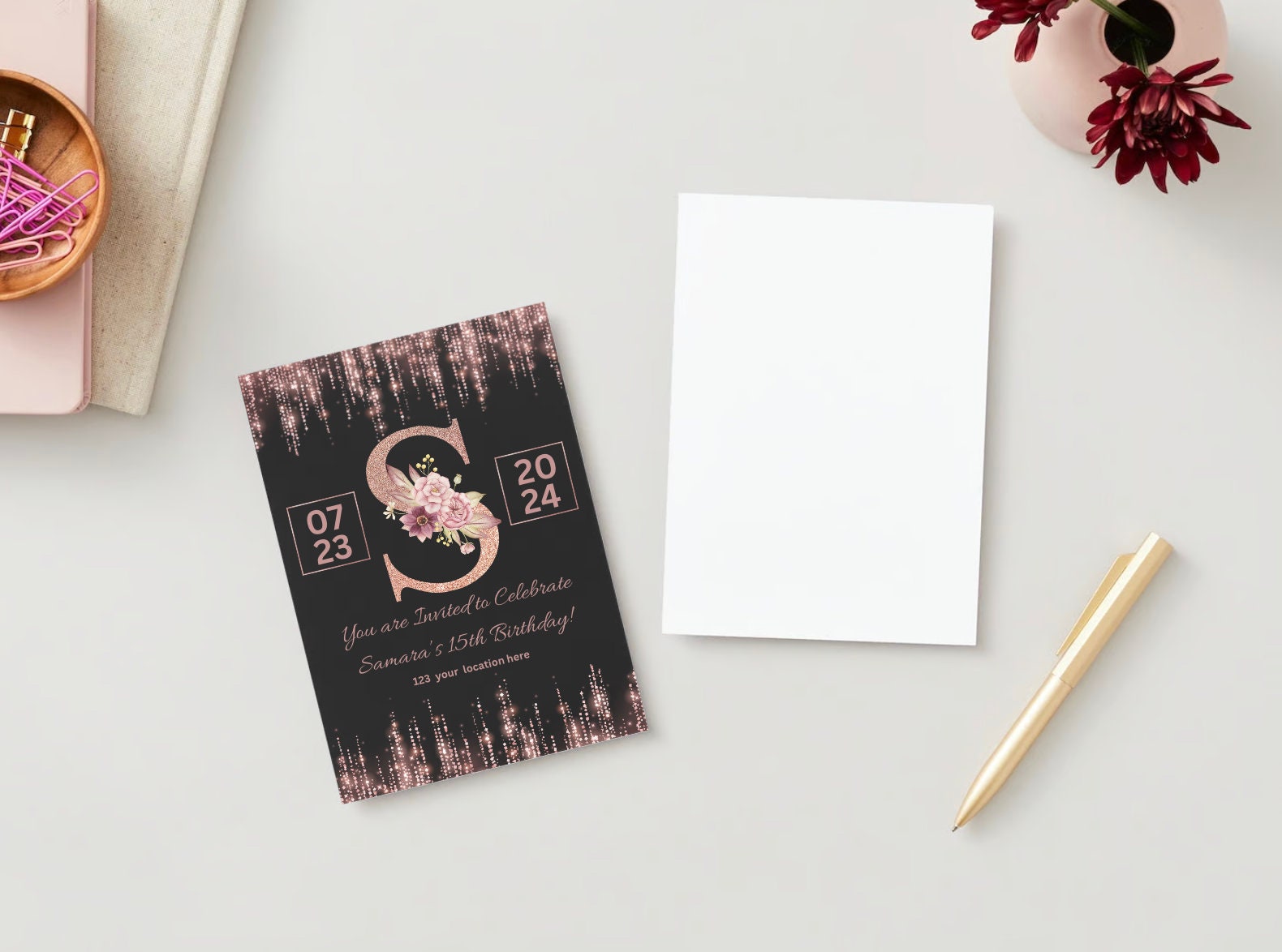 Editable Digital Invitation Template Customizable Event Invite Gold ...