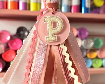 Personalized Ribbon Tassel Keychain | Custom Initial Bag Charm