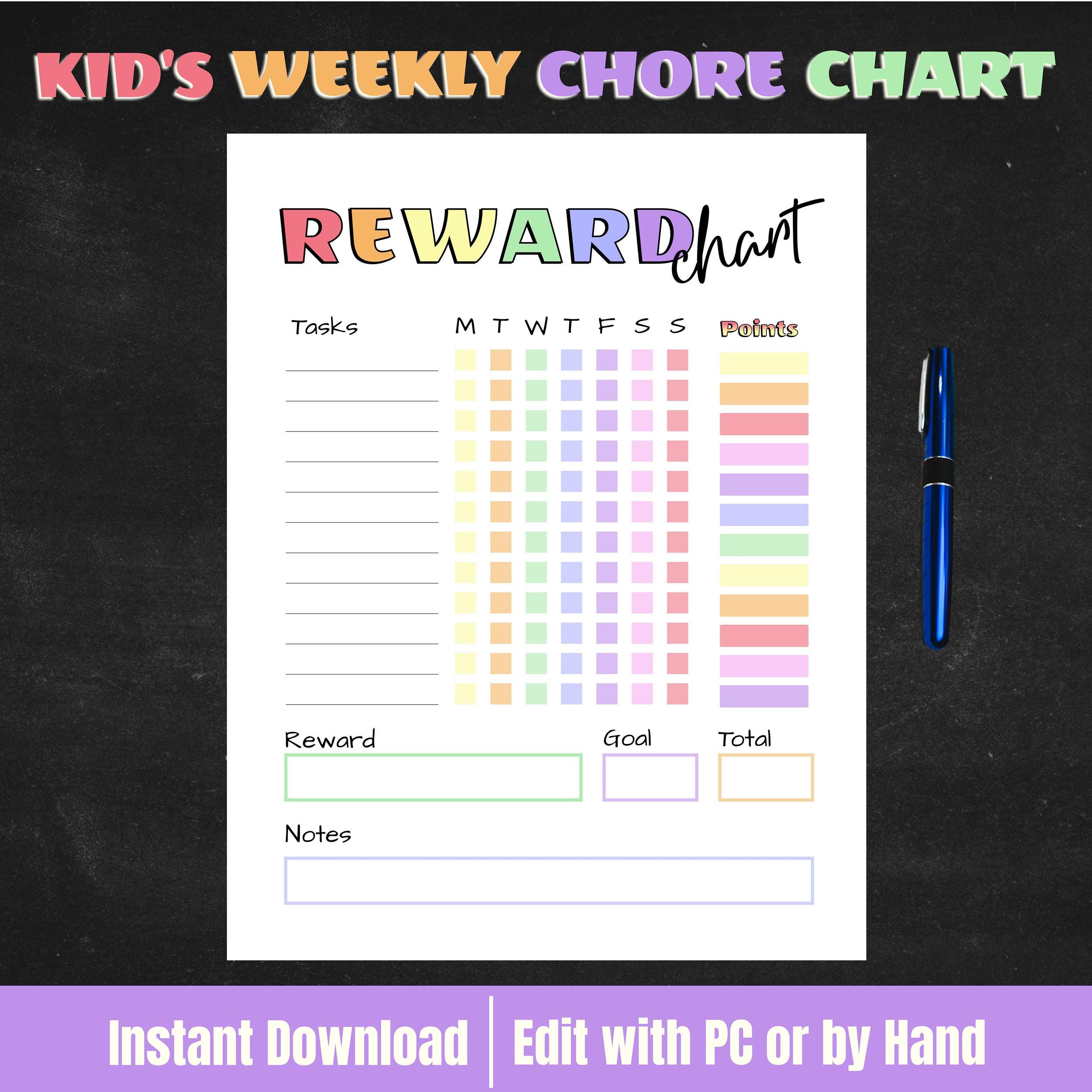 Printable Kids Reward Chart PDF Behavior Tracking Chart Preschool ...