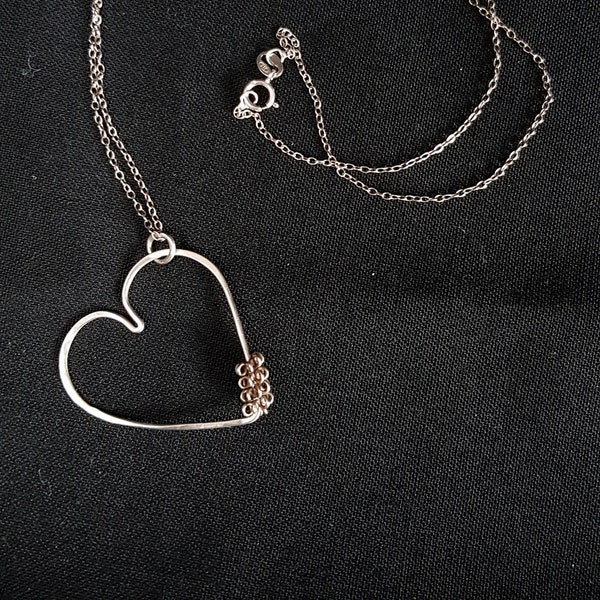 Sterling silver heart pendant (silver chain included)