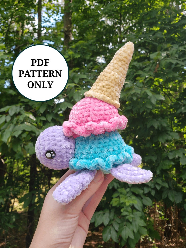 Scoops the Ice Cream Turtle Crochet Pattern PDF Download Beginner Friendly Amigurumi image 2