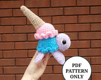 Scoops the Ice Cream Turtle Crochet Pattern PDF Descargar Amigurumi para principiantes