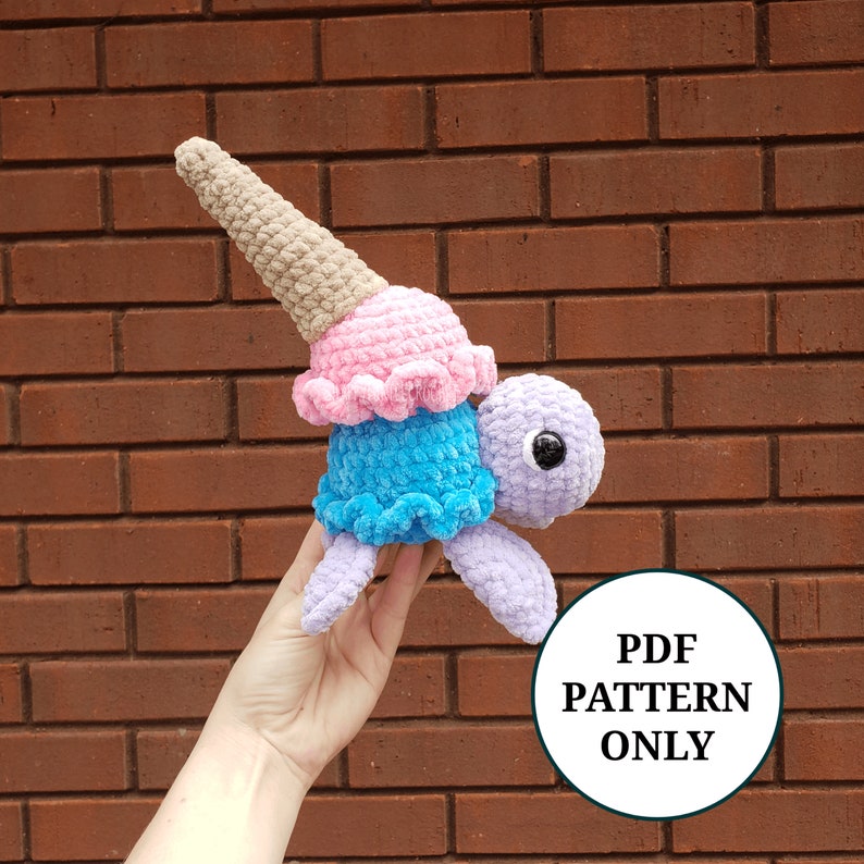 Scoops the Ice Cream Turtle Crochet Pattern PDF Download Beginner Friendly Amigurumi image 1